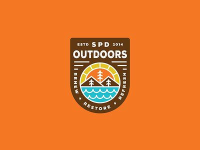 SPD Outdoors Program – Identity Refresh badge branding camping church design graphic design illustration logo malley design mountains outdoors seal sun trees typography vector water