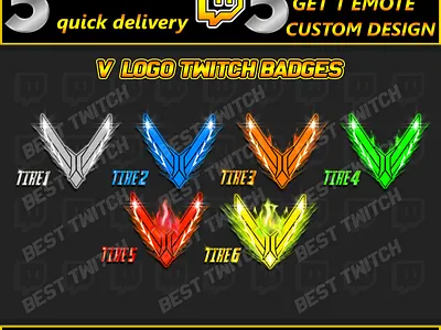V letter logo twitch badges bits badges emotes ! BestTwitch viv letter logo badges twitch