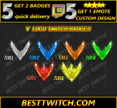 V letter logo twitch badges bits badges emotes ! BestTwitch viv letter logo badges twitch