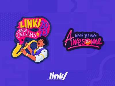 link/ Stickers 🎷 awesome brand conference developers event jazz jazz player new orleans pluralsight saxophone stickers swag tech