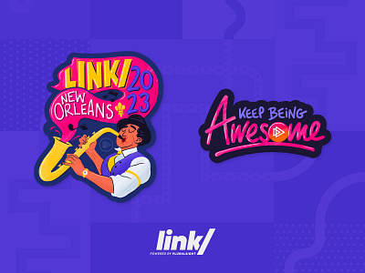 link/ Stickers 🎷 awesome brand conference developers event jazz jazz player new orleans pluralsight saxophone stickers swag tech