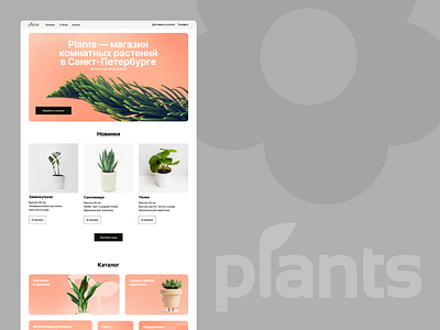 Design concept for a house plants store branding design figma logo tilda webdesign website вебдизайн
