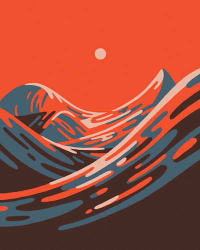 All at Sea art artist digital digital painting illustration illustrator orange priya mistry red sea vintage water