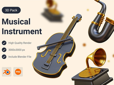 Violin, Gramophone & Saxophone 3D Illustration art artist artwork coreldraw creative cuberto designer digitalart freelance graphic graphic design graphicdesign graphics illustrator inspiration logodesign motion designer photoshop poster vector