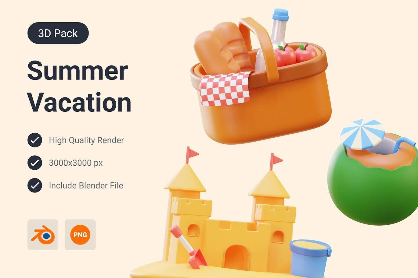 Summer Vacation at Beach 3D Illustration art artist coreldraw creative cuberto designer digitalart freelance graphic graphic design graphicdesign graphics illustrator inspiration logodesign motion designer photoshop poster ui vector