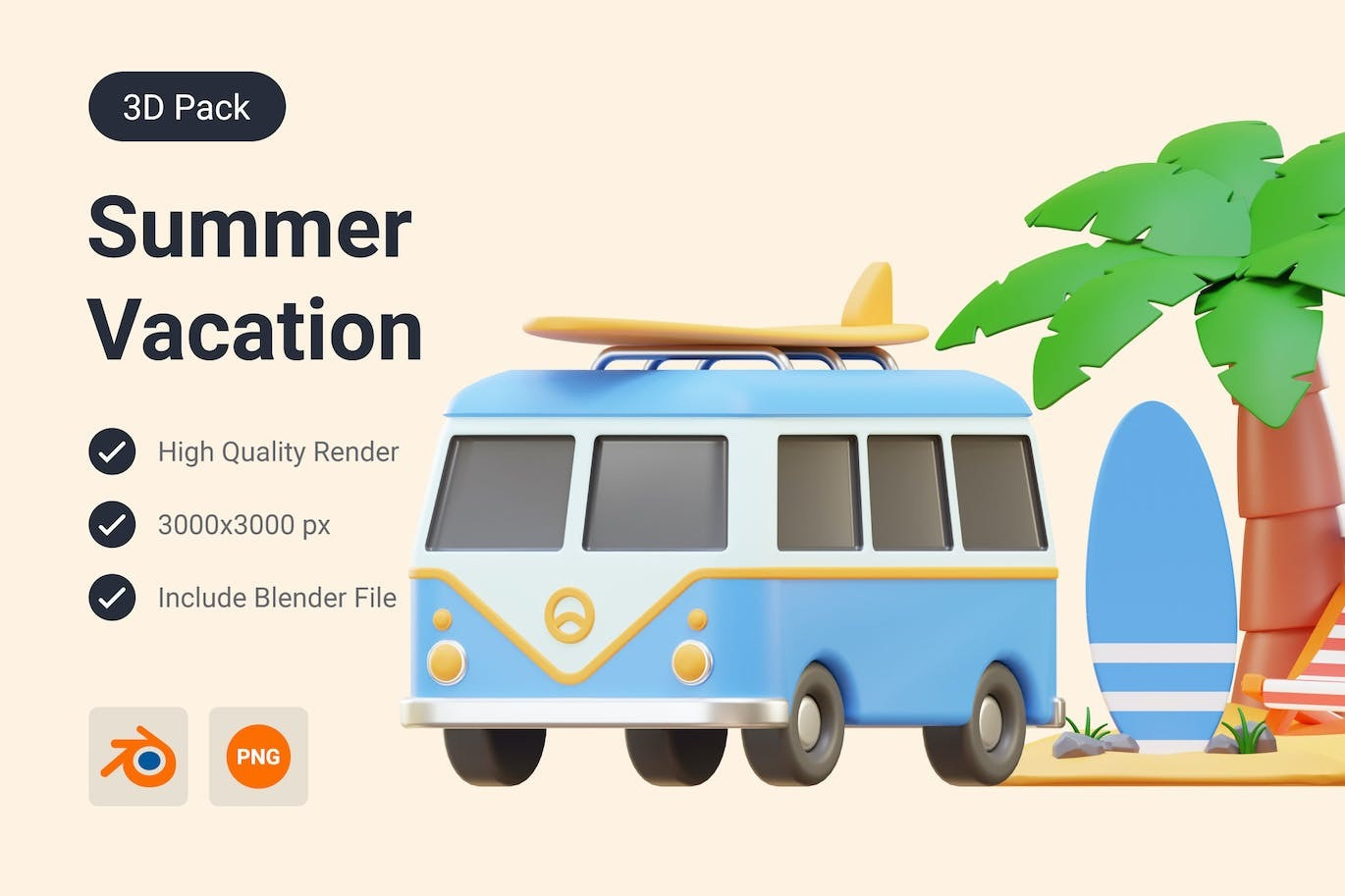 Summer Vacation at the Beach 3D Illustration art artist artwork coreldraw creative cuberto designer digitalart freelance graphic graphic design graphicdesign graphics illustrator inspiration logodesign motion designer photoshop poster vector