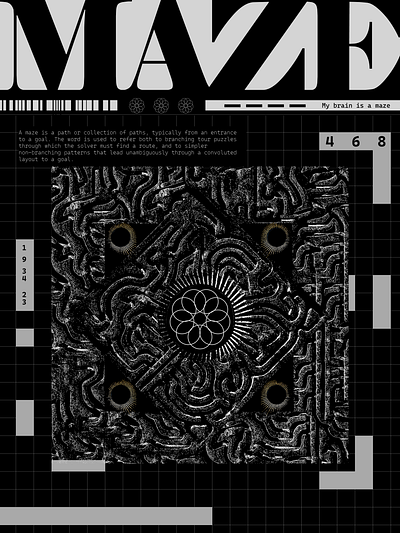 A Minimalistic Maze poster design black and white poster design branding design graphic design illustration maze poster minimalistic poster design poster design typography vector