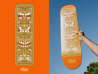 Tiki Deck branding deck graphic illustration skate skateboard tiki tiki heads tropics