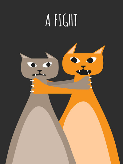 Cat fight illustration adobeillustrator creative workout graphic design illustration