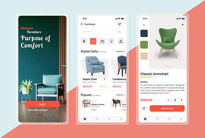 Furniture App Design app app design figma furniture furniture app trendy ui uiux ux