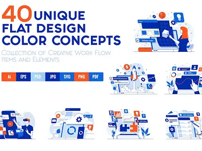 Set of 40 Modern Flat Design Concepts art clean concept digital art digital illustration digital painting flat icon illustraion illustration illustration art illustration digital landing page logo minimal modern simple vector web website