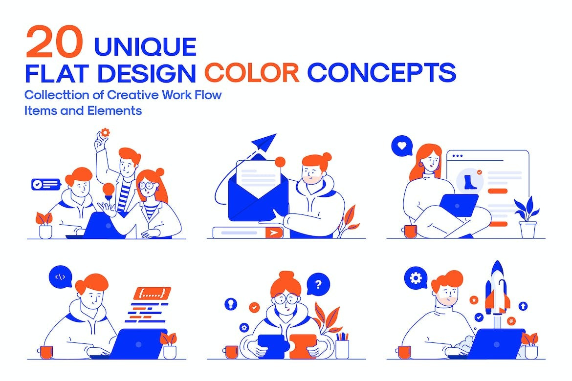 Set of 20 Modern Flat Design Concepts art clean concept digital art digital illustration digital painting flat illustraion illustration illustration art illustration digital landing page logo minimal modern simple ui vector web website