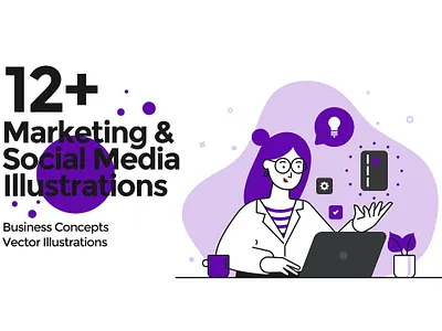 Marketing and Social Media illustrations set art clean concept digital art digital illustration digital painting flat icon illustraion illustration illustration art illustration digital landing page logo minimal modern simple vector web website