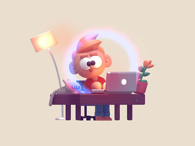 Freelance Life in 3D 3d animation flatdesign freelance illustration loop work