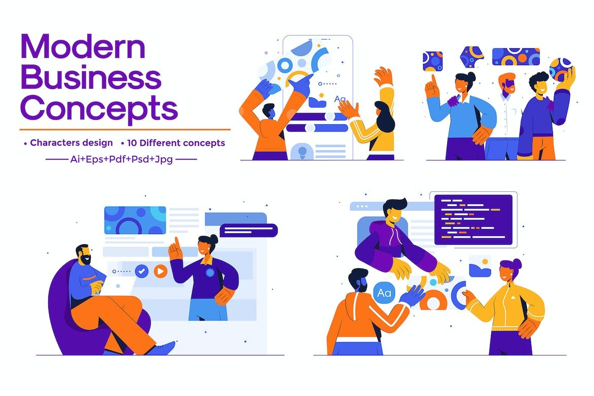 Modern Oversize Styled People and Business Concept art clean concept digital art digital illustration digital painting flat icon illustraion illustration illustration art illustration digital landing page logo minimal modern simple ui web website