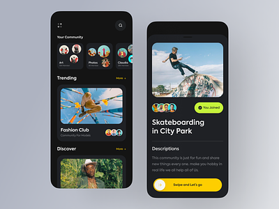 Community App UI community community app connect design events home screen ios minimal app minimalist mobile mobile ui modern app social media ui ux