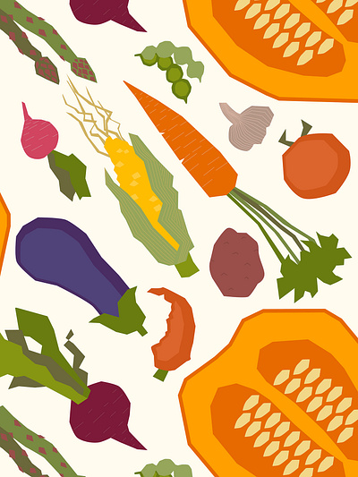 Shopper Vegetables Print 2d application bright commercial cuisine cutout design digital dynamic illustration merch minimalism saturated simple tasty vector vegan vegetarian