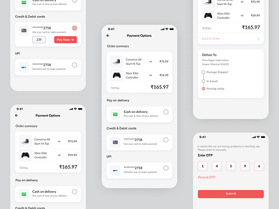 Orders and Payment flow amazon cart delivery design ecommerce app finance flipkart food delivery nike online shopping order otp payment payment flow shopping ui design ui ux ux design wish shopping