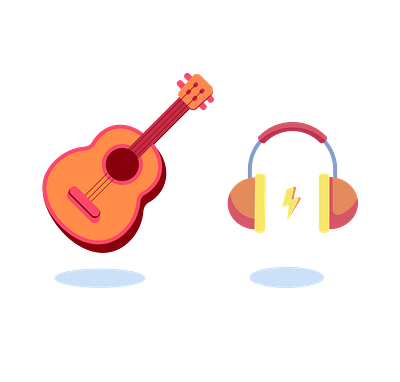 Guitar & headphones design graphic design illustration vector