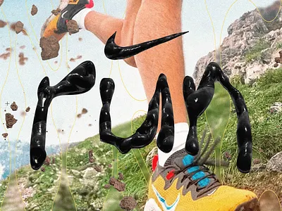 Nike Run Club 3d ad analog design mixed media nike nike run club running