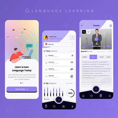 🌎 Language Learning App animation app app design application design graphic design idea app illustration language application language learning app learning app teaching app ui uiuxdesign uix ux