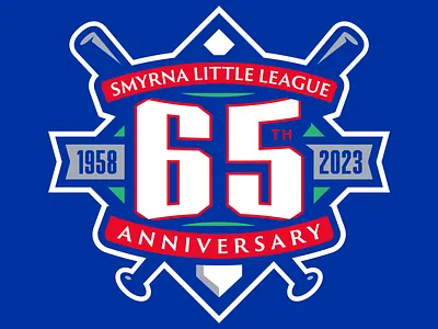 Smyrna Little League 65th Anniversary 65 anniversary baseball baseball bat home plate little league logo sports logo youth sports