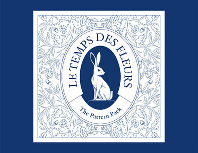 Le temps des Fleurs blue branding design flowers illustraion pattern rabbit