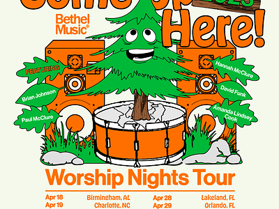 Bethel Music "Come Up Here Worship Nights" Tour Shirt artist bethel bethel music clothing design graphic design illustration merch merch design music nature redwood tour tree