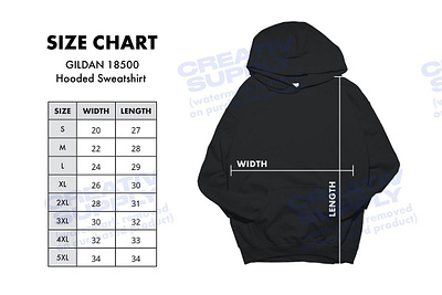 Gildan 18500 Hoodie Size Chart hoodie mockup