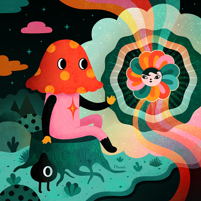 Magical Portal characterdesign colorful digitalart friendship illustration nature popsurrealism