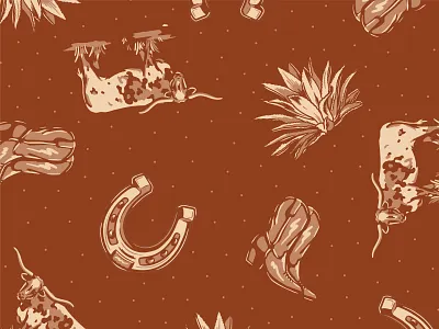 Fort Worth Pattern agave bandana boots cactus cow cowboy cowtown design fort worth horse horseshoe illustration illustrator longhorn pattern plant shoe steer texas