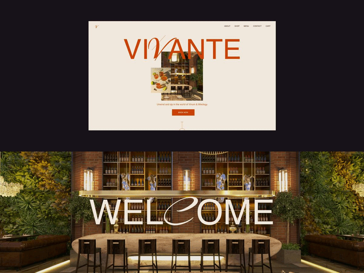 VIVANTE - cocktail & wine bar art direction cocktail colors design figma graphic design landing layout typography ui ux web