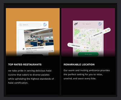 Food restaurant features branding graphic design illustration mobile design ui vector web