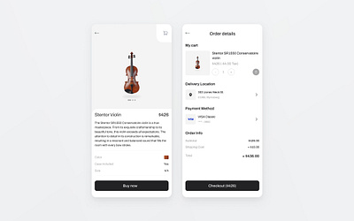 E-commerce | Musical Instruments Store acoustic app buy clean design e commerce instrument mobile music musician online store sell shop ui uiux violin