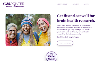 U.S. Pointer brain health research branding landing page design web design