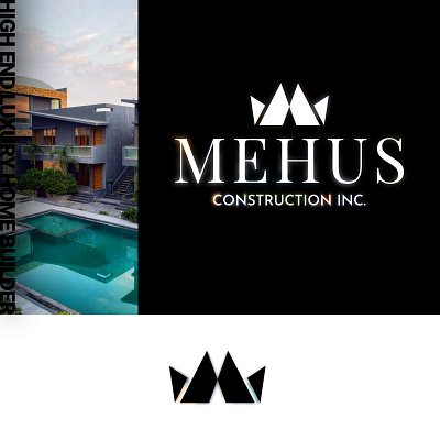 MEHUS - Real Estate Logo branding bungalow company construction design high end home house logo logo mark luxury mansion mehus mortgage real estate renovate rent