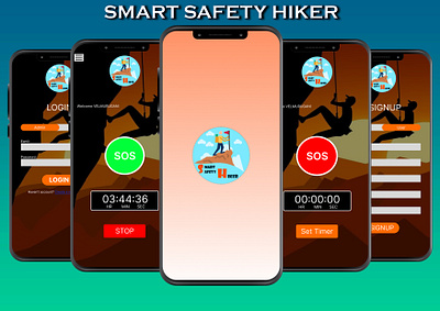 SSH SAMPLE app design hikerapp logo prototype safetyapp sos ui ux