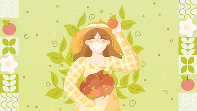 Apple girl adobe illustrator flat food food illustration illustration vector