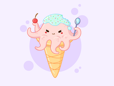 Ice cream octopus adobe illustrator animal flat food food illustration illustration vector
