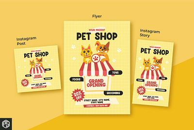 Pet Shop Flyer and Social Media Design cat design dog flyer flyer design instagram post pet lovers pet shop pet shop flyer promo social media template