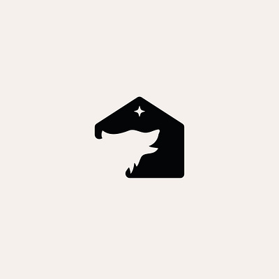 Wolf House logo 2023 logo b w logo black and white logo creative logo home house house logo logo design logofolio modern logo negative space logo star logo wolf wolf house logo wolf logo