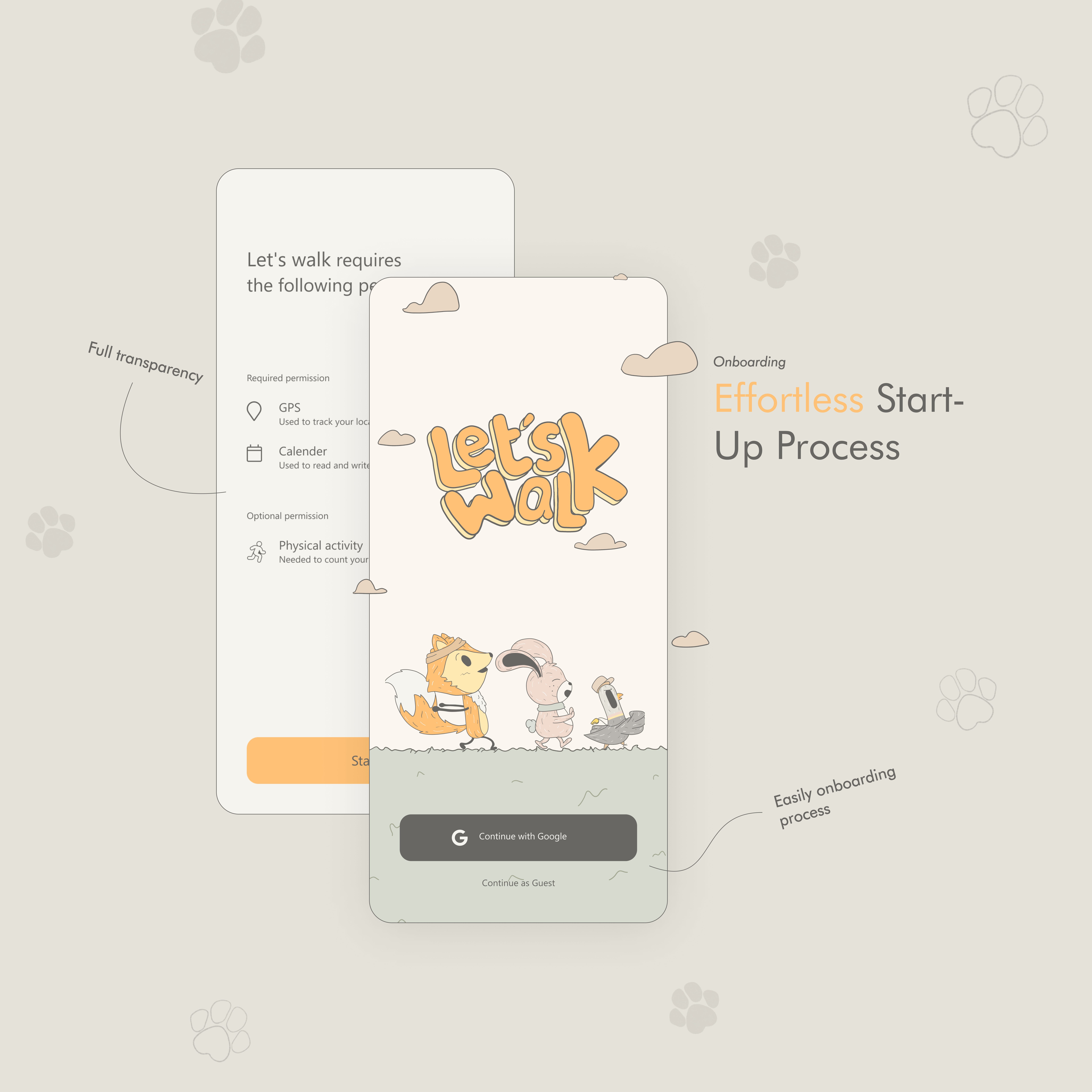 Let's Walk On-boarding adobe xd clean cute design figma illustration karachi kawaii logo minimal mobile modern new onboarding pakistan trend trending ui ux