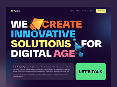 Apolo. creativity digitalagency digitaltransformation framer modern uiux webdesign