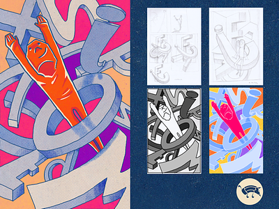 Among Letters affinity character design colors digital illustration editorial illustration illustration joy letters pencildog shapes