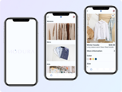 MODURA - The Clothes Shop App app case study logo ui ux
