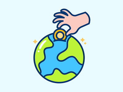 Charity cartoon charity coin creative cute earth globe hand illustration love smart world