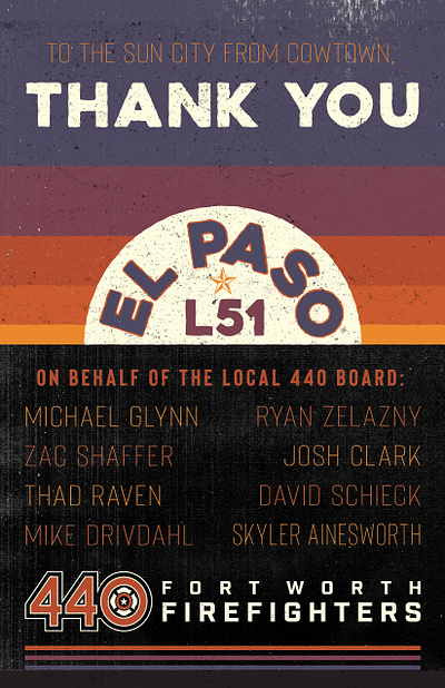 EL PASO Thank You AD brand and identity branding design firefighter illustration