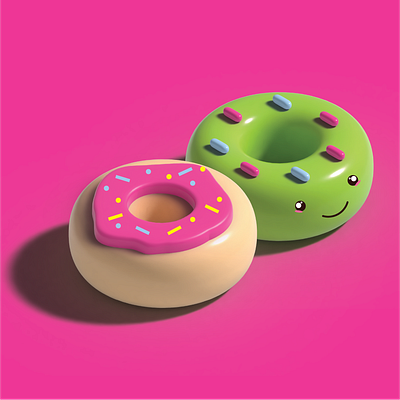 3D Donuts 3d 3d model adobe illustrator donuts illustration
