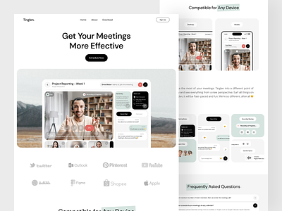 Tinglen - Video Conference Saas Website landing page meeting app product product design product design saas saas saas landing page saas meeting saas ui design saas web saas website video conference saas web web design web design saas web ui webflow website website design zoom
