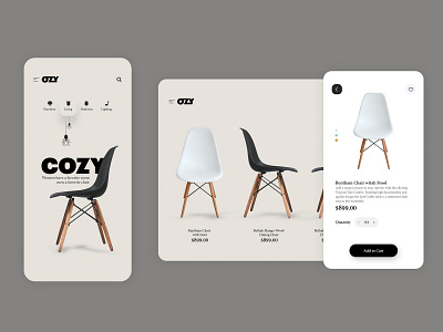 Furniture Application app application clean design desktop furniture minimal mobile ui uiux website